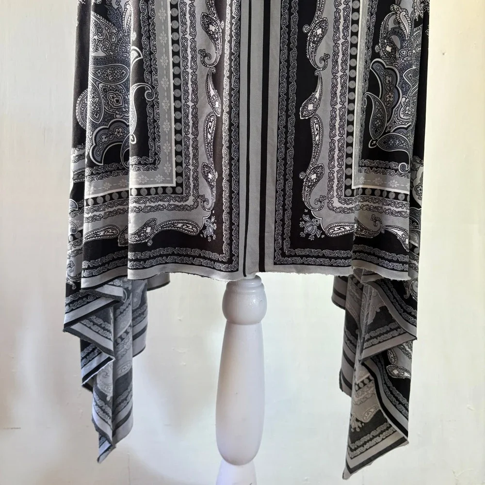 Medium Halter Dress MUSA USA Black Paisley Handkerchief Hem V‎ Neck Size Med y2k